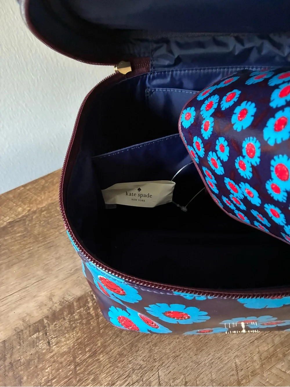 Kate Spade Natalie Cosmetic Case & Pouch Two Piece Set, Peacock Tangier Floral